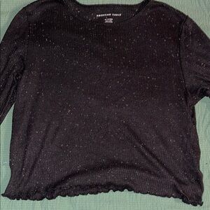 American Eagle Outfitters Black Boxy 3/4 Sleeve Blouse